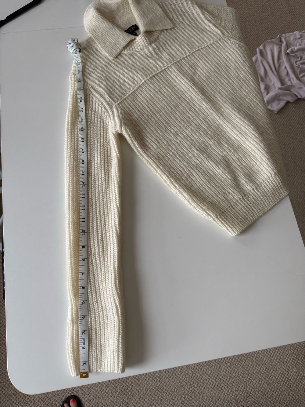 rag & bone Cream Ribbed Collared Sweater - Picture 6 of 7